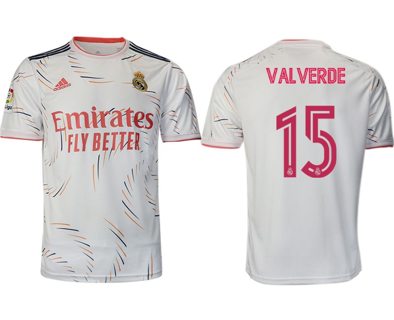 Men 2021-2022 Club Real Madrid home aaa version white #15 Adidas Soccer Jersey->real madrid jersey->Soccer Club Jersey